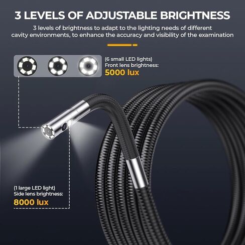 Ancel AN302 Endoscope Two-Way Articulating Borescope with 7 LED Lights Dual Camera HD Endoscope Car Inspection Tools in Saudi Arabia