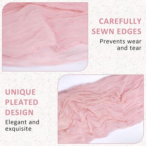 Dusty Pink Cheesecloth Table Runner, 10 FT Boho Rustic Cheese Cloth Gauze, 35x120 Inches Centerpieces Decor for Wedding Spring Easter Baby Bridal Shower Party Decoration, 1 Pack in Saudi Arabia