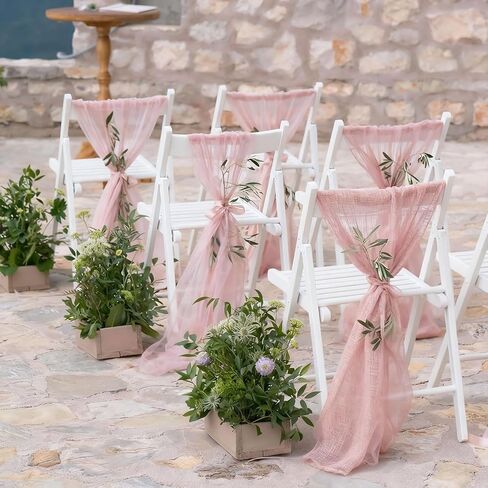 Dusty Pink Cheesecloth Table Runner, 10 FT Boho Rustic Cheese Cloth Gauze, 35x120 Inches Centerpieces Decor for Wedding Spring Easter Baby Bridal Shower Party Decoration, 1 Pack in Saudi Arabia