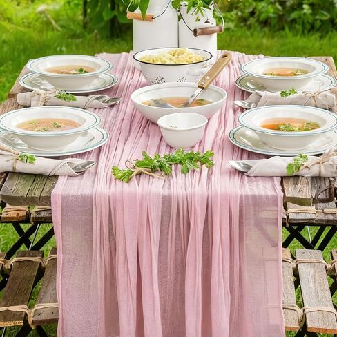 Dusty Pink Cheesecloth Table Runner, 10 FT Boho Rustic Cheese Cloth Gauze, 35x120 Inches Centerpieces Decor for Wedding Spring Easter Baby Bridal Shower Party Decoration, 1 Pack in Saudi Arabia