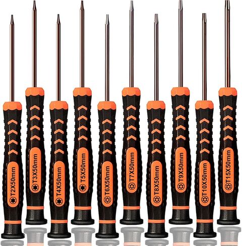 Torx Screwdriver Set of T2-T15, TECKMAN 10-Piece Magnetic Small Torx Security Screwdrivers with T2 T3 T4 T5 T6 T7 T8 T9 T10 T15 Star Screwdriver Tool Kit for Xbox,PS3,PS4,Knife,Computer & Other Device in Kuwait