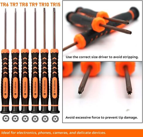 Torx Screwdriver Set of T2-T15, TECKMAN 10-Piece Magnetic Small Torx Security Screwdrivers with T2 T3 T4 T5 T6 T7 T8 T9 T10 T15 Star Screwdriver Tool Kit for Xbox,PS3,PS4,Knife,Computer & Other Device in Kuwait