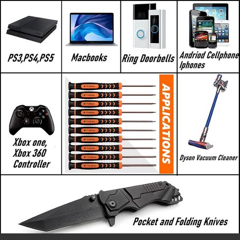 Torx Screwdriver Set of T2-T15, TECKMAN 10-Piece Magnetic Small Torx Security Screwdrivers with T2 T3 T4 T5 T6 T7 T8 T9 T10 T15 Star Screwdriver Tool Kit for Xbox,PS3,PS4,Knife,Computer & Other Device in Kuwait