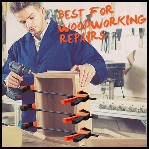 HORUSDY 8-Pack Bar Clamps for Woodworking, 12" and 6" Bar Clamps, Wood Working Clamp Sets, Quick Clamps F Clamp with 150 LBS Load Limit (8-Pack Wood Clamps) in Kuwait