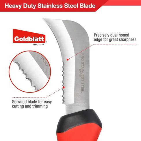 Goldblatt Stainless Steel Roofing & Flooring Knife - Linoleum Cutter with Soft-Grip Handle, Hook Knife for Cutting Carpet, Cable Skinning, Wallpaper, Turf in Kuwait