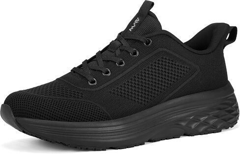 أحذية عمل AVW للرجال غير قابلة للانزلاق، أحذية رياضية شبكية خفيفة الوزن قابلة للتنفس، جزء علوي مقاوم للماء سهل الارتداء، أحذية عمل مريحة مقاومة للزيوت، أسود in Kuwait