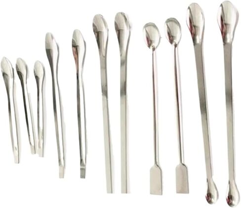 5 قطعة ملعقة طبية من الفولاذ المقاوم للصدأ للمختبر، ملعقة مجرفة ذات طرف واحد، مغرفة أخذ العينات 16/18/20/22/25/30 سم (طرف مزدوج 16 سم) in Kuwait