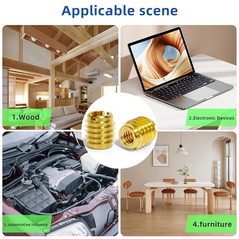 إدراج ملولب M4-0.7 للخشب الصلب، وإدراج خيط السكين النحاسي، M4-0.7 خيوط داخلية، طول 0.375 بوصة، حزمة من 10 in Kuwait