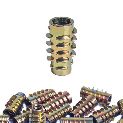 801420-20 Threaded Insert for Soft Wood,Hex-Flush, 1/4"-20 Internal Threads, 0.789" Length,Zinc（25 PCS） in Kuwait