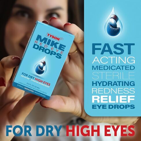 TYSON 2.0 Mike Red Eye Drops, Brighter Whiter Eyes in 1 Minute, Max Strength Redness Reliever & Lubricant for Dry Irritated Red Eyes, 0.5 Fl Oz (15 mL) in Kuwait