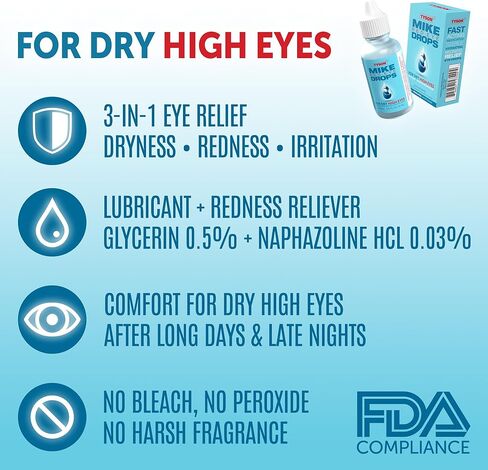 TYSON 2.0 Mike Red Eye Drops, Brighter Whiter Eyes in 1 Minute, Max Strength Redness Reliever & Lubricant for Dry Irritated Red Eyes, 0.5 Fl Oz (15 mL) in Kuwait