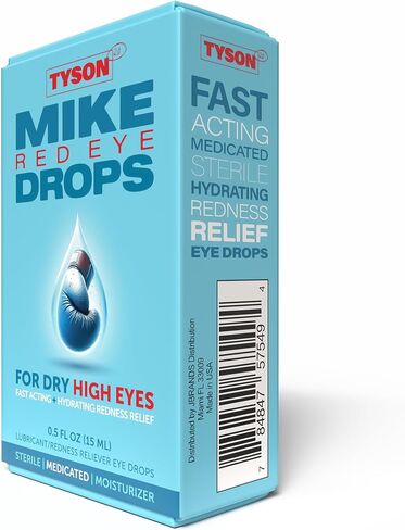 TYSON 2.0 Mike Red Eye Drops, Brighter Whiter Eyes in 1 Minute, Max Strength Redness Reliever & Lubricant for Dry Irritated Red Eyes, 0.5 Fl Oz (15 mL) in Kuwait
