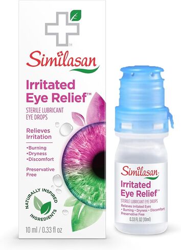 Similasan Irritated Eye Relief Drops, Instant Relief and Long-Lasting Comfort, Naturally Inspired Ingredients for Irritated Eyes, Mimics Natural Tears, Preservative-Free, Contact Lens Friendly, 10ml in Kuwait