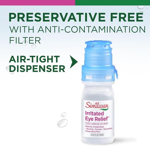 Similasan Irritated Eye Relief Drops, Instant Relief and Long-Lasting Comfort, Naturally Inspired Ingredients for Irritated Eyes, Mimics Natural Tears, Preservative-Free, Contact Lens Friendly, 10ml in Kuwait
