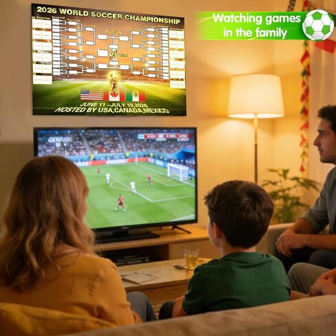 BUUFAN 2026 World Soccer Tournament Schedule Poster with Prediction Chart, Large Football Match Planner Wall Chart with Adhesive Tape, Interactive Bracket Gift for Football Fans in Kuwait