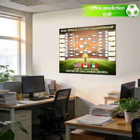 BUUFAN 2026 World Soccer Tournament Schedule Poster with Prediction Chart, Large Football Match Planner Wall Chart with Adhesive Tape, Interactive Bracket Gift for Football Fans in Kuwait