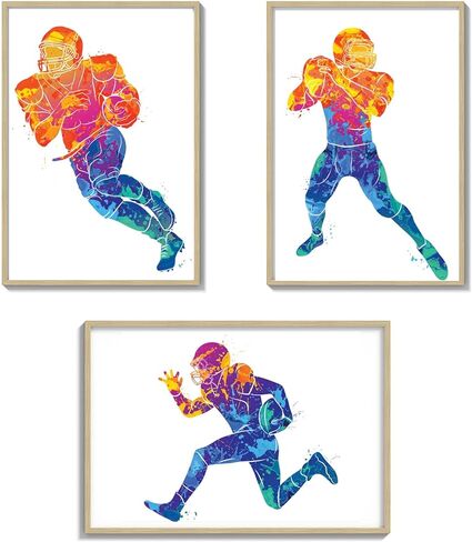 لوحات فنية جدارية لكرة القدم من Summit Designs - ملصقات - ديكور الغرفة، ديكور حائط رياضي - ملصق، غرفة نوم ذات طابع خاص - مجموعة من 4 مطبوعات غير مؤطرة (8 × 10) in Kuwait