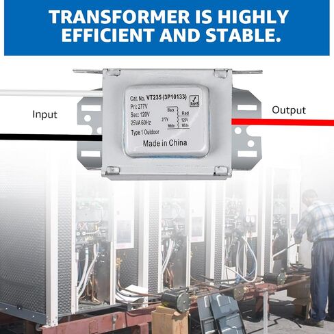 277V to 120V Magnetic Step Down Voltage Transformer, 25VA Max Load Compact Enclosed Transformer for Lighting Controls, sensors, HVAC Systems Industrial Installations in Kuwait