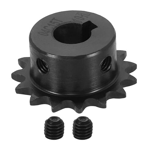 uxcell #25 Chain Roller Sprocket 10mm Bore 29mm OD, 13 Tooth C45 Carbon Steel ANSI #25 Roller Sprocket Round Hole with 4x1.8mm Keyway & Set Screws for ISO 04C Chain, Black in Kuwait