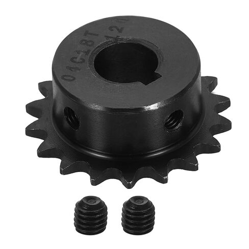 uxcell #25 Chain Roller Sprocket 10mm Bore 29mm OD, 13 Tooth C45 Carbon Steel ANSI #25 Roller Sprocket Round Hole with 4x1.8mm Keyway & Set Screws for ISO 04C Chain, Black in Kuwait