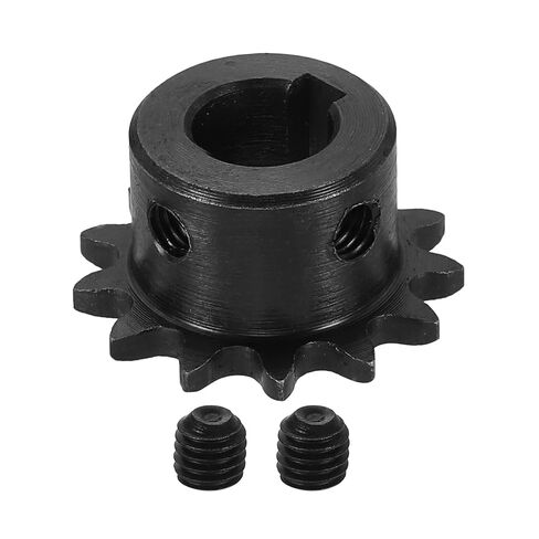 uxcell #25 Chain Roller Sprocket 10mm Bore 29mm OD, 13 Tooth C45 Carbon Steel ANSI #25 Roller Sprocket Round Hole with 4x1.8mm Keyway & Set Screws for ISO 04C Chain, Black in Kuwait