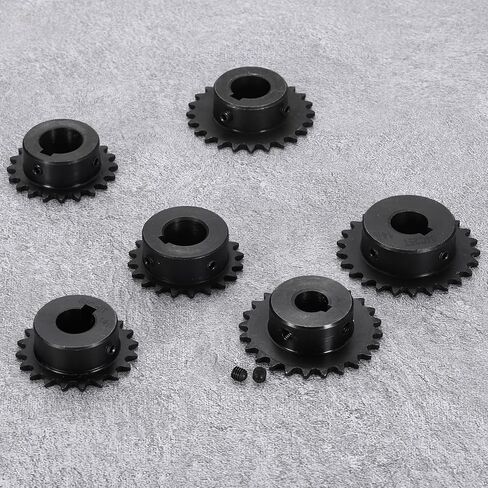 uxcell #25 Chain Roller Sprocket 10mm Bore 29mm OD, 13 Tooth C45 Carbon Steel ANSI #25 Roller Sprocket Round Hole with 4x1.8mm Keyway & Set Screws for ISO 04C Chain, Black in Kuwait