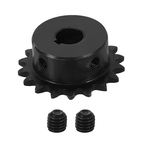 uxcell #25 Chain Roller Sprocket 10mm Bore 29mm OD, 13 Tooth C45 Carbon Steel ANSI #25 Roller Sprocket Round Hole with 4x1.8mm Keyway & Set Screws for ISO 04C Chain, Black in Kuwait