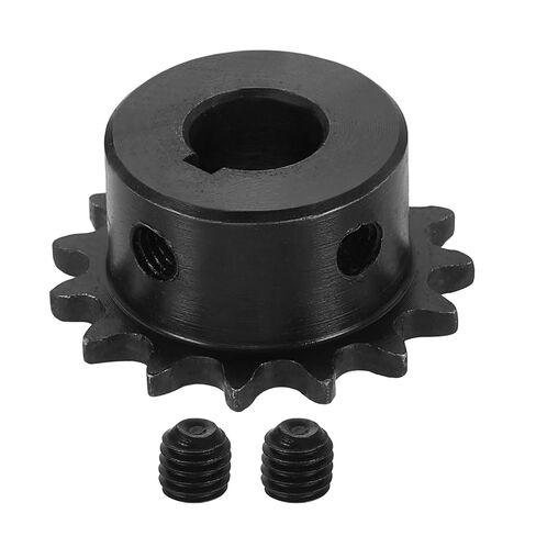 uxcell #25 Chain Roller Sprocket 10mm Bore 29mm OD, 13 Tooth C45 Carbon Steel ANSI #25 Roller Sprocket Round Hole with 4x1.8mm Keyway & Set Screws for ISO 04C Chain, Black in Kuwait