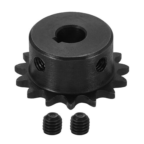 uxcell #25 Chain Roller Sprocket 10mm Bore 29mm OD, 13 Tooth C45 Carbon Steel ANSI #25 Roller Sprocket Round Hole with 4x1.8mm Keyway & Set Screws for ISO 04C Chain, Black in Kuwait
