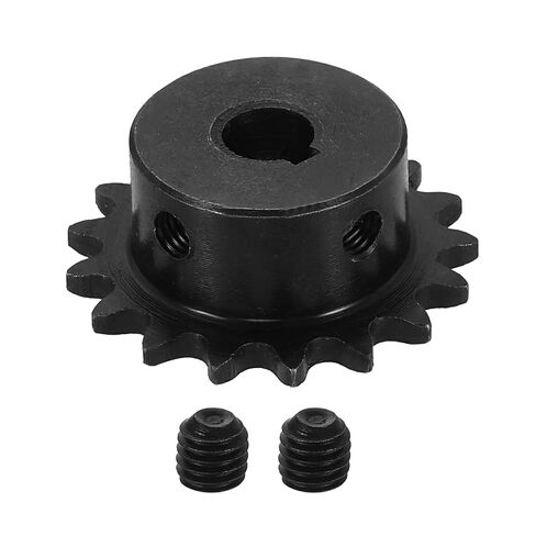 uxcell #25 Chain Roller Sprocket 10mm Bore 29mm OD, 13 Tooth C45 Carbon Steel ANSI #25 Roller Sprocket Round Hole with 4x1.8mm Keyway & Set Screws for ISO 04C Chain, Black in Kuwait