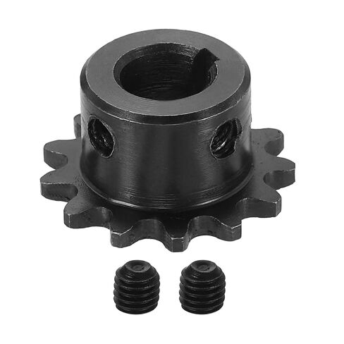 uxcell #25 Chain Roller Sprocket 10mm Bore 29mm OD, 13 Tooth C45 Carbon Steel ANSI #25 Roller Sprocket Round Hole with 4x1.8mm Keyway & Set Screws for ISO 04C Chain, Black in Kuwait