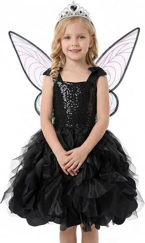 زي جنية Soyoekbt للفتيات الأميرة توتو فستان مع أجنحة الفراشة للفتيات حفل عيد ميلاد لباس in Kuwait