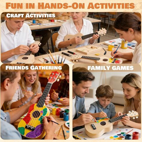 Kmise DIY Ukulele Kit, Basswood 21'' Soprano Ukulele, Build Your Own Uke from Scratch and Enjoy Hands-On Fun, Full Accessories, Ideal for Family Activities, Group Crafts, and Fun with Friends (1) in Kuwait