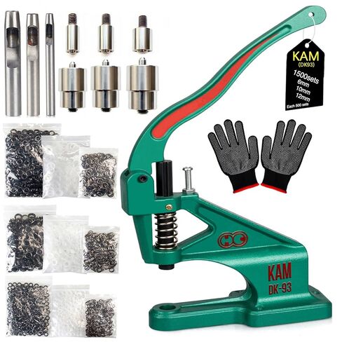 DK98 Upgraded Have Duty Hand Press Grommet kit with Eyelet Punch Tool kit.3 Dies and 1500 Pcs Grommets for Fabric tarps Curtains Paper Leather and Canvas in Kuwait