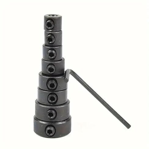 Drill Bit Stop Collar Set 8 Pieces Adjustable Positioning Rings for Woodworking with Hex Key Precision Drill Depth Tool in Saudi Arabia