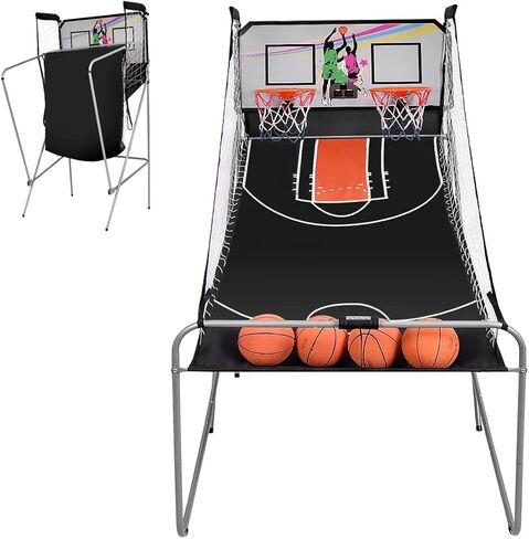 Gotoplay Foldable 2-Player LED Basketball Arcade Game - Includes 4 Basketballs & Double Shot for Kids & Adults in Saudi Arabia