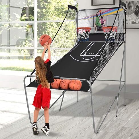 Gotoplay Foldable 2-Player LED Basketball Arcade Game - Includes 4 Basketballs & Double Shot for Kids & Adults in Saudi Arabia