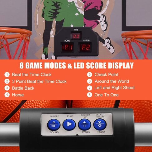 Gotoplay Foldable 2-Player LED Basketball Arcade Game - Includes 4 Basketballs & Double Shot for Kids & Adults in Saudi Arabia