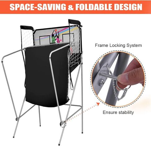 Gotoplay Foldable 2-Player LED Basketball Arcade Game - Includes 4 Basketballs & Double Shot for Kids & Adults in Saudi Arabia