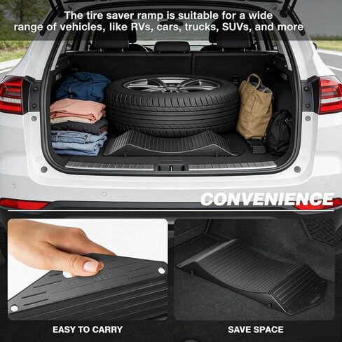 Tire Saver Ramps for Flat Spot Prevention (Pack of 4) - Heavy Duty HDPE Car Wheel Cradles for Long Term Garage Storage - Low Profile Parking Tire Stops for Sedan, Classic Cars & Sports Vehicle (17.5") in Kuwait