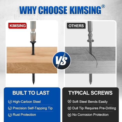 مسامير الحوائط الجافة KIMSING 2 رطل/صندوق، #6 × 1-5/8 بوصة خيط رفيع فيليبس درايف #2 براغي خشبية برأس بوق مع لمسة نهائية من الفوسفات الأسود M3.5 مسامير ذات نقاط حادة in Saudi Arabia