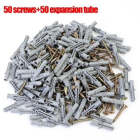 50 مجموعة الحفر الأنابيب البلاستيكية مسامير القرش رئيس جدار المراسي السحابات DIY بها بنفسك الطوب الصلب ملموسة حجر مضلع دريوال المسمار جزء in Saudi Arabia