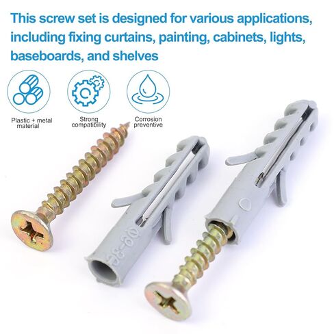 50 مجموعة الحفر الأنابيب البلاستيكية مسامير القرش رئيس جدار المراسي السحابات DIY بها بنفسك الطوب الصلب ملموسة حجر مضلع دريوال المسمار جزء in Saudi Arabia