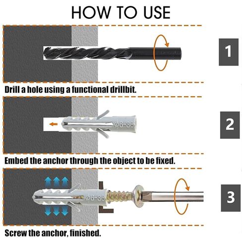 50 مجموعة الحفر الأنابيب البلاستيكية مسامير القرش رئيس جدار المراسي السحابات DIY بها بنفسك الطوب الصلب ملموسة حجر مضلع دريوال المسمار جزء in Saudi Arabia