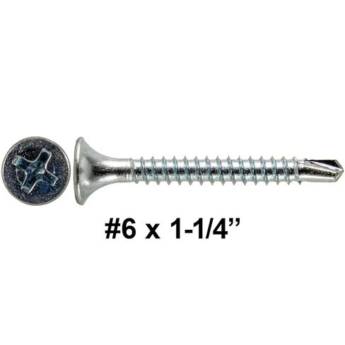 6 x 1-1/4" Bulge Head - Drywall to Metal - Phillips Head with Self Drilling #2 Drill Point tip - Zinc Coated for Corrosion Resistance. for Interior Usage. (1 Pound) in Saudi Arabia