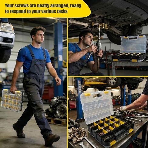 1075 Pcs Metric Bolts and Nuts Assortment Kit – Grade 8.8 | M4 M5 M6 M8 M10 M12 Hex Head Yellow Zinc Bolt Set with Nuts & Washers | 12-40mm Length with Heavy Duty Double-Sided Organizer in Saudi Arabia