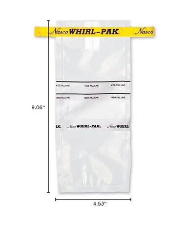 Nasco Whirl-Pak B01065WA Write-On Bag, 23cm L x 11.5cm W, 0.064 mm Thickness, 532ml Capacity (Box of 500) , White in Kuwait