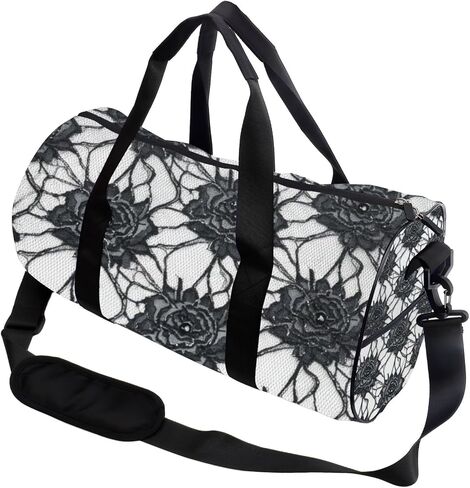 التطريز الورود مقاومة للبقع رجل الصالة الرياضية حقيبة أكسفورد حمل الحقائب حزام الكتف قابل للتعديل، حقيبة حمل قابلة للتحويل لطيف حقيبة القماش الخشن للمدرسة كرة القدم الصالة الرياضية على ظهره للرجال in Kuwait