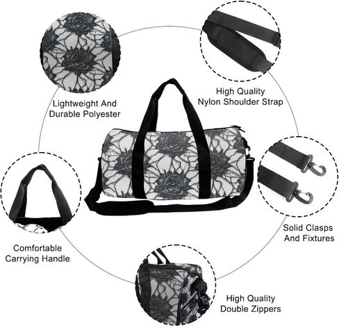 التطريز الورود مقاومة للبقع رجل الصالة الرياضية حقيبة أكسفورد حمل الحقائب حزام الكتف قابل للتعديل، حقيبة حمل قابلة للتحويل لطيف حقيبة القماش الخشن للمدرسة كرة القدم الصالة الرياضية على ظهره للرجال in Kuwait