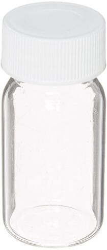 JG Finneran 9-121 Clear Borosilicate Glass Standard VOA Vial with White Polypropylene Solid Top Closure and PTFE Lined, 24-400mm Cap Size, 20mL Capacity (Pack of 72) in Kuwait